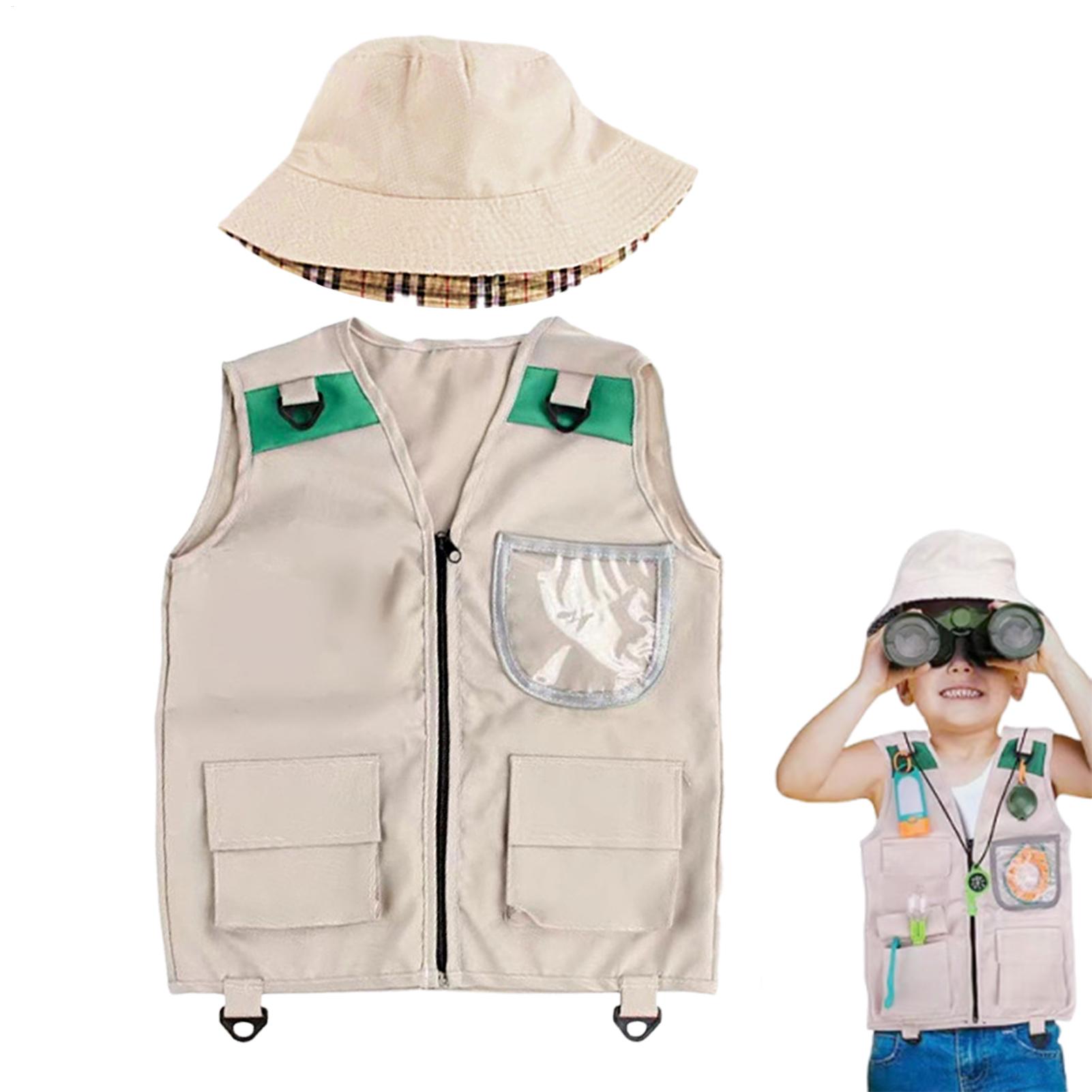 Outdoor Adventure Kit For Kids - Safari Kinder Outdoor-Entdecker-Set, Cargo-Weste und Hut-Set,