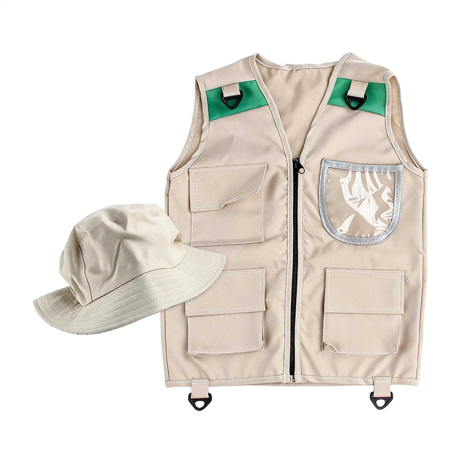 Outdoor Adventure Kit For Kids - Kinder-Entdeckerhut-Weste Verkleidungsspiel Cargo-Design Kinder-Outdoor-Abenteuer-Set Kinder-Entdeckungsweste und