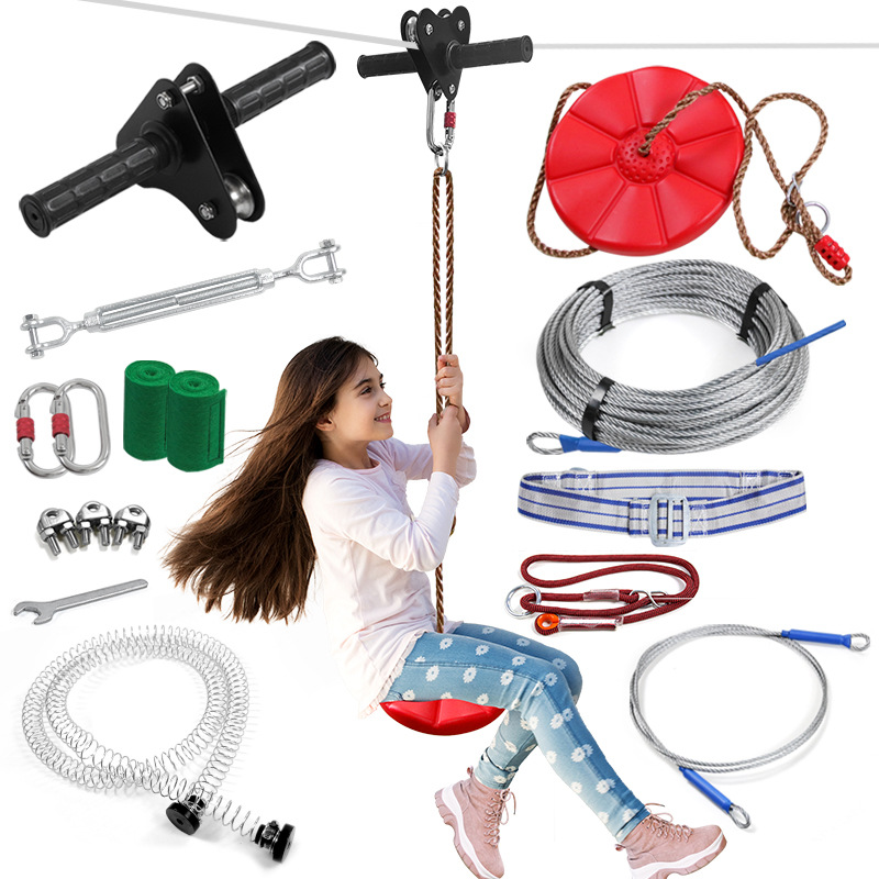 Outdoor Adventure Kit For Kids - Zipline-Set, Outdoor-Park-Zipline-Trolley-Set für Kinder, Spielplatz-Schaukel-Abenteuer, Kinder-Zipline-Ausrüstung