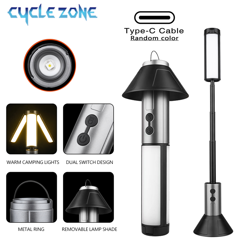 Outdoor Adventure Zone - Multifunktionale Campingleuchte, 2-in-1, wiederaufladbare Teleskop-Campinglaterne, Taschenlampe